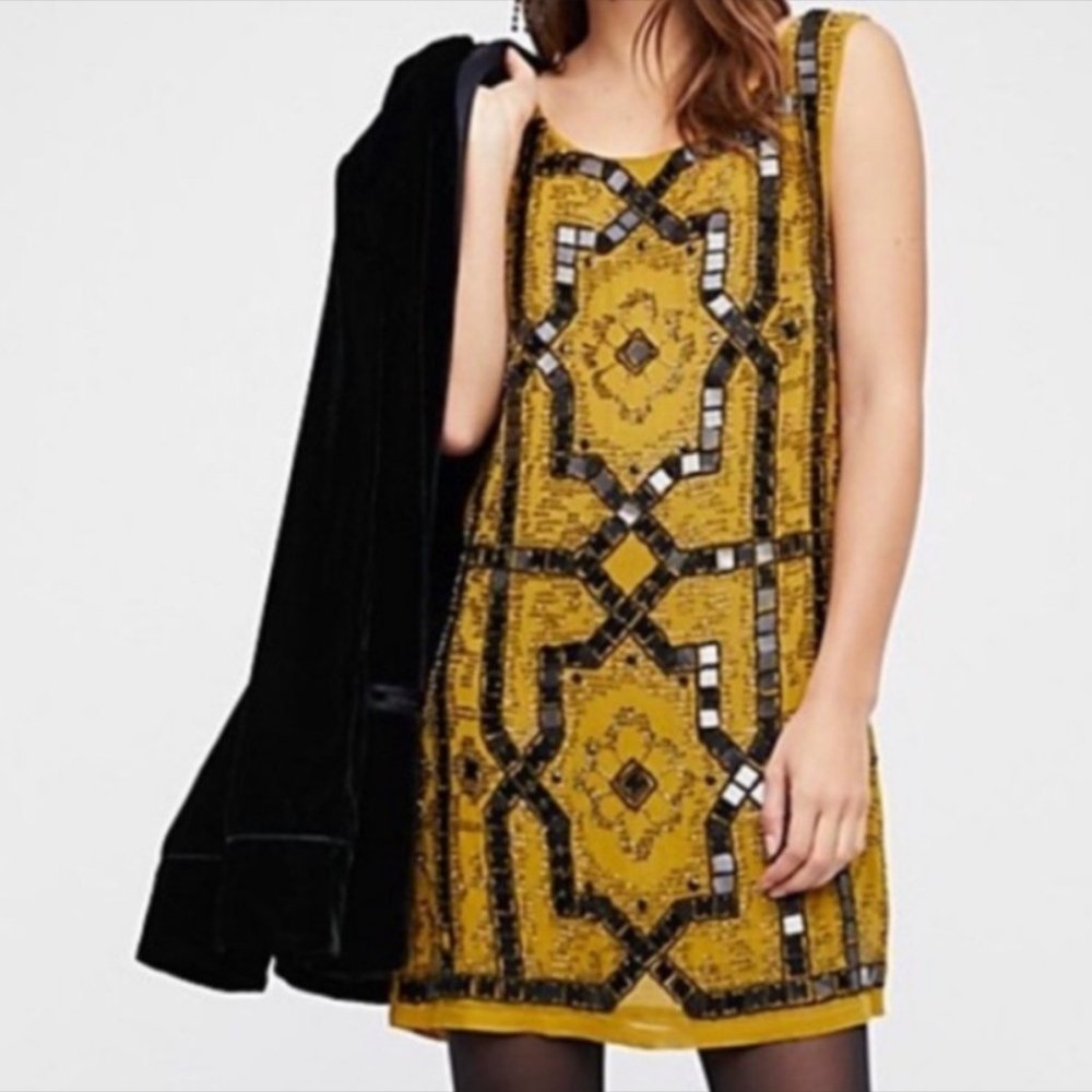Free People Speak Easy Sequin Mini Dress Moss